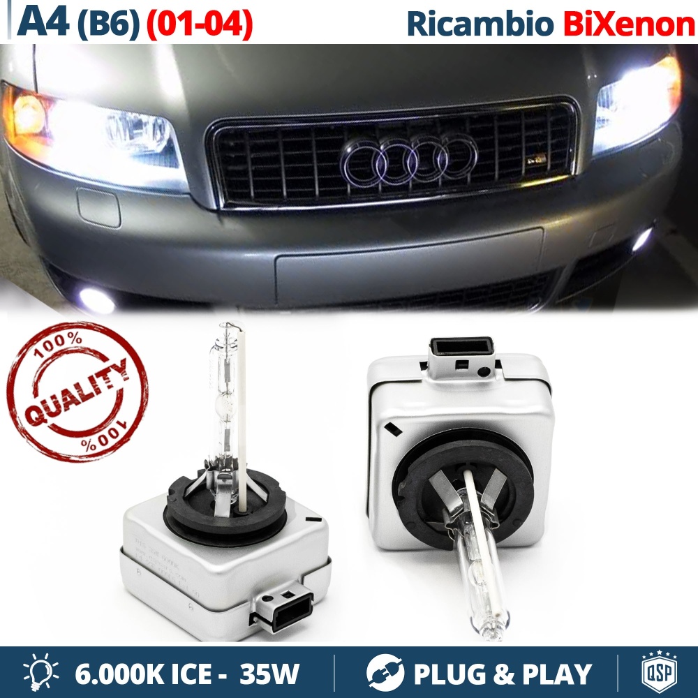2x Bombillas Bi-Xenon D1S de Repuesto para AUDI A4 B6  Luz 6.000K Blanco Frio Lámpara 35W