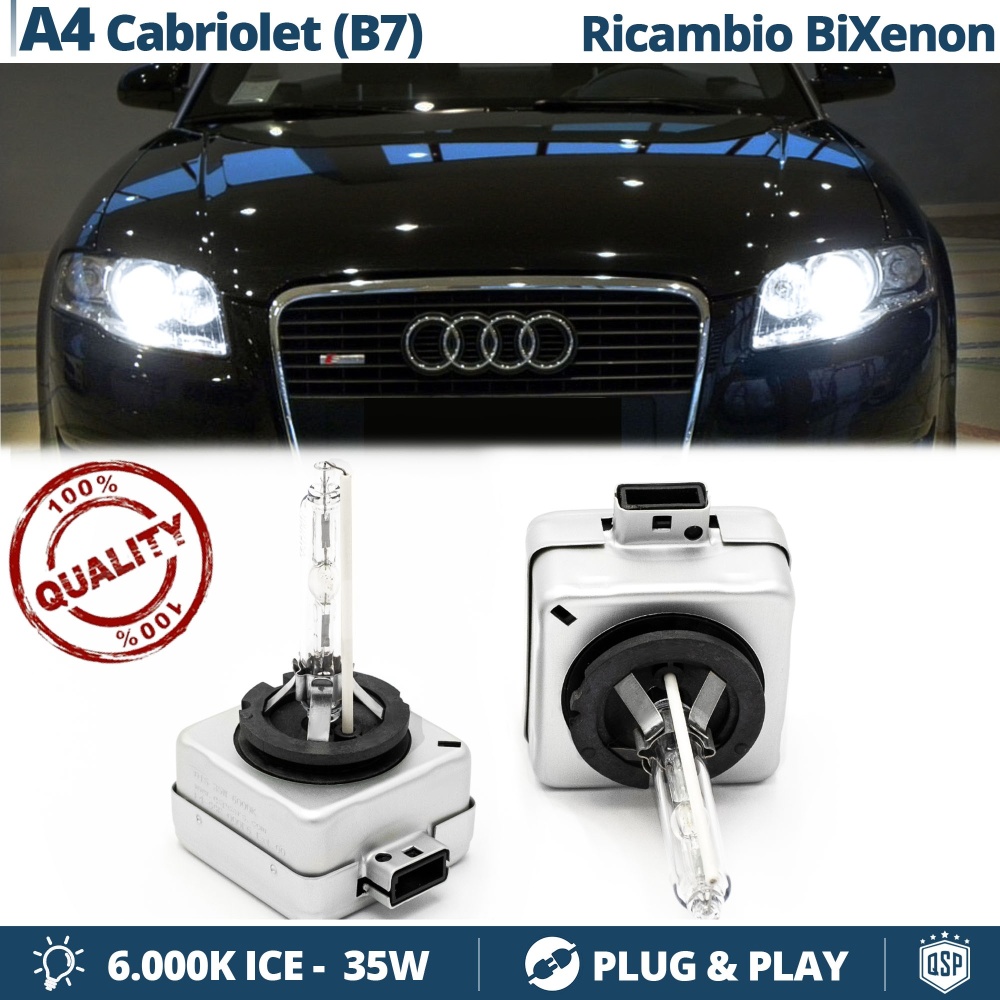 2x Bombillas Bi-Xenon D1S de Repuesto para AUDI A4 B7 DESCAPOTABLE Luz 6.000K Blanco Frio 35W