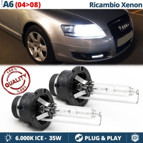 2x Bombillas Bi-Xenon D2S de Repuesto para AUDI A6 C6 (04-08) Luz 6.000K Blanco Frio Lámpara 35W