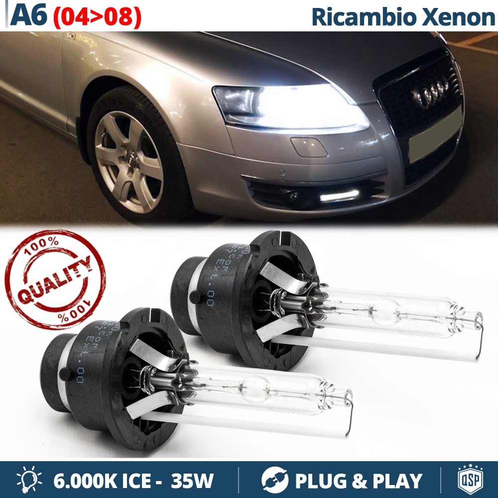 2x Bombillas Bi-Xenon D2S de Repuesto para AUDI A6 C6 (04-08) Luz 6.000K Blanco Frio Lámpara 35W