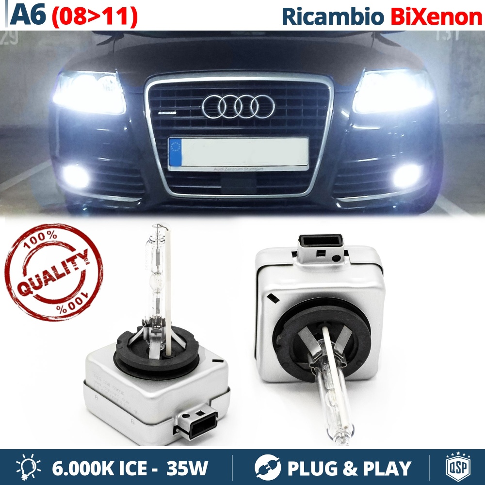 2x Bombillas Bi-Xenon D3S de Repuesto para AUDI A6 C6 09-11 Luz 6.000K Blanco Frio Lámpara 35W