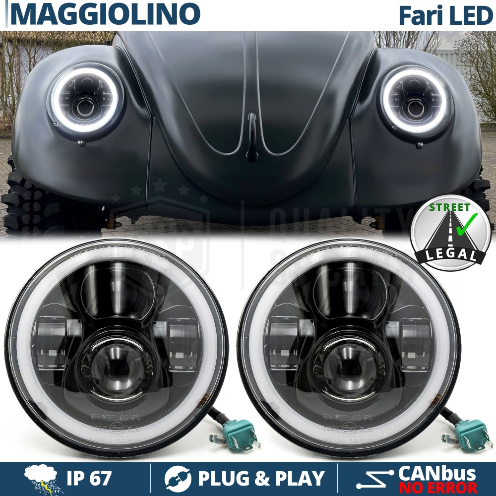 FAROS LED Angel Eyes para VW ESCARABAJO, Luz Blanca 6500K | APROBADO