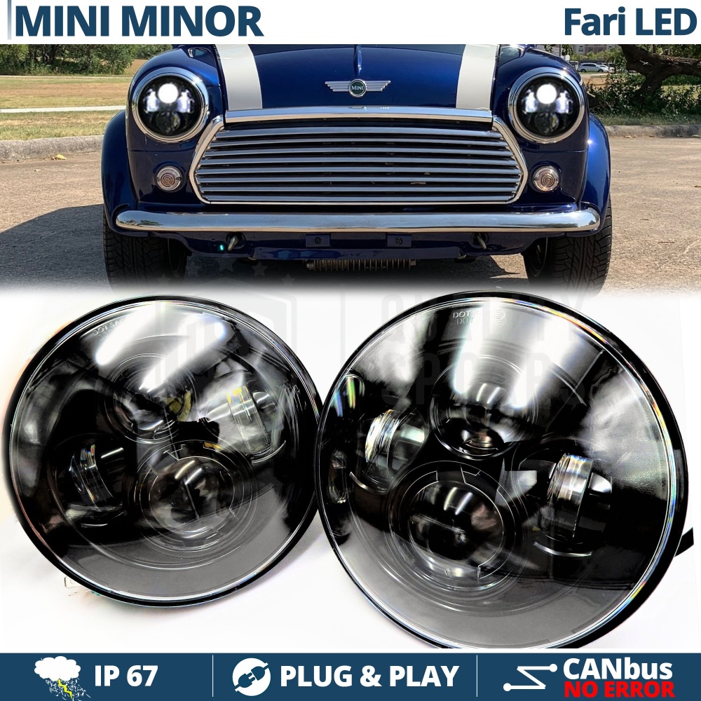2 Faros Delanteros LED 7" para MINI-MINOR CLASICO 6500K | Luces de Cruce + Carretera + Posición 2 Faros Delanteros LED 7" para MINI-MINOR CLASICO 6500K | Luces de Cruce + Carretera + Posición