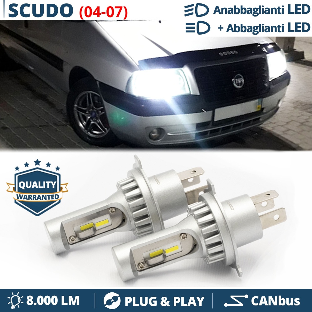 Kit Led H4 para FIAT SCUDO 1 (04-07) Luces de Cruce + Carretera 6500k 8000LM | Plug & Play CANbus Kit Led H4 para FIAT SCUDO 1 (04-07) Luces de Cruce + Carretera 6500k 8000LM | Plug & Play CANbus