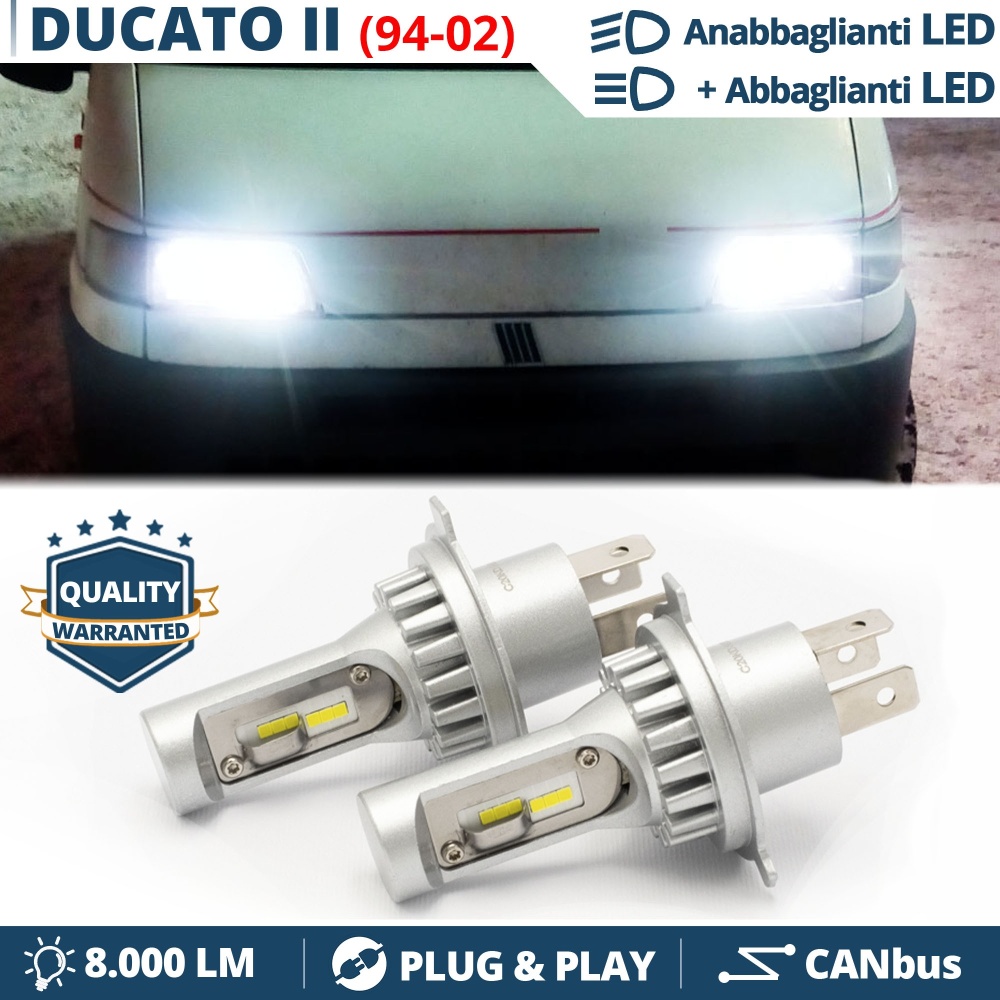 Kit Led H4 para FIAT DUCATO 2 Luces de Cruce + Carretera 6500k 8000LM | Plug & Play CANbus Kit Led H4 para FIAT DUCATO 2 Luces de Cruce + Carretera 6500k 8000LM | Plug & Play CANbus