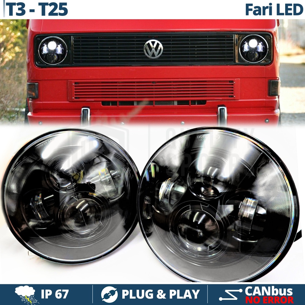 2 Faros Delanteros LED 7" para VW Transporter T3 T25 (79-85) 6500K | Luces de Cruce + Carretera + Posición 2 Faros Delanteros LED 7" para VW Transporter T3 T25 (79-85) 6500K | Luces de Cruce + Carretera + Posición