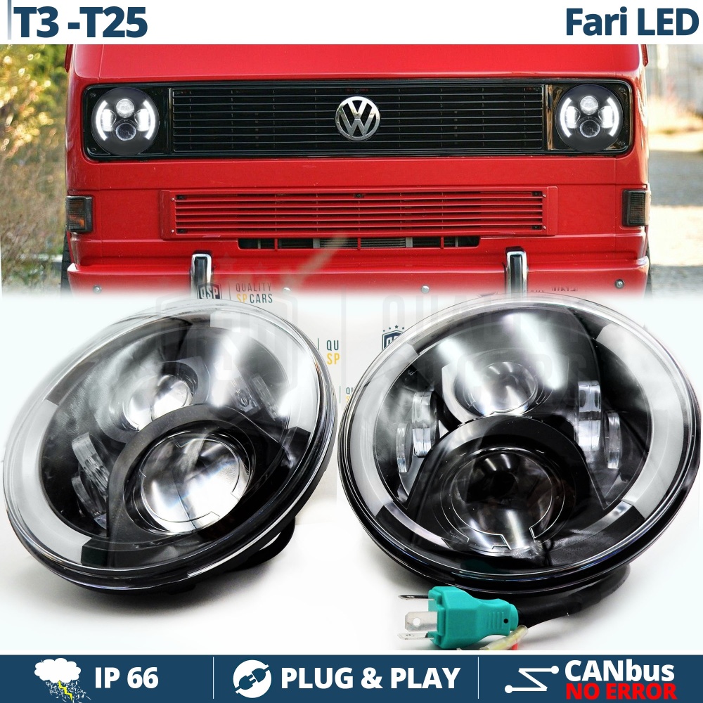 2 Faros Delanteros LED 7" para VW TRANSPORTER T3 T25 (79-85) 6500K | DRL, Cruce, Carretera, Intermitentes 2 Faros Delanteros LED 7" para VW TRANSPORTER T3 T25 (79-85) 6500K | DRL, Cruce, Carretera, Intermitentes