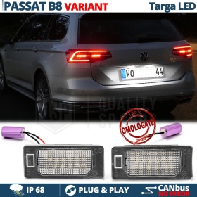 2 Luci Targa LED per VW Passat B8 | Placchette Targa 18 LED CANbus 6500K Bianco Ghiaccio | Plug & Play