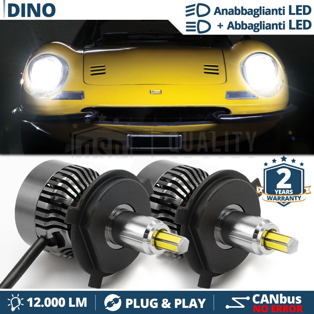 Kit LED para FERRARI DINO GTS Luces de Cruce + Carretera | 6500K 12000LM CANbus