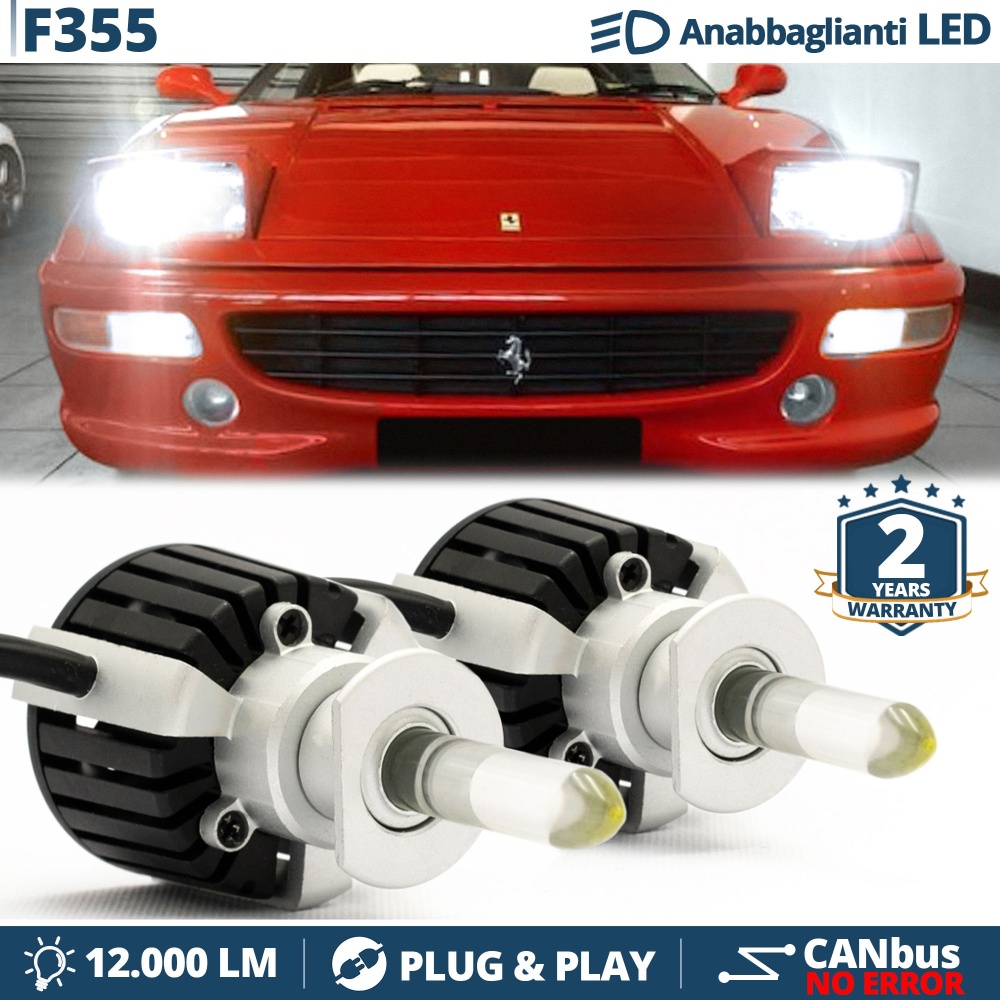 Kit LED para FERRARI F355 Luces de Cruce | Bombillas LED CANbus Blanco Frío | 6500K 12000LM
