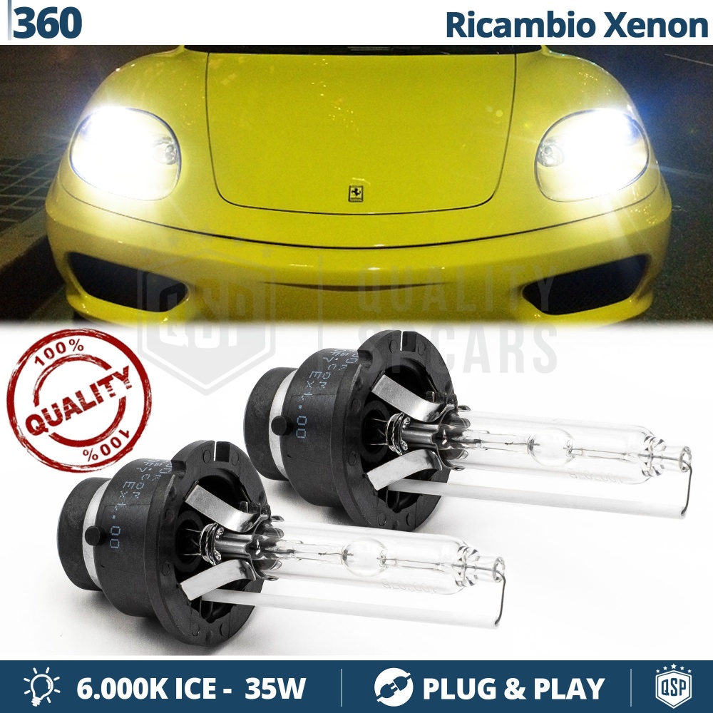 2x Bombillas Xenon de Repuesto para FERRARI 360 Luz 6.000K Blanco Frio Lámpara 35W