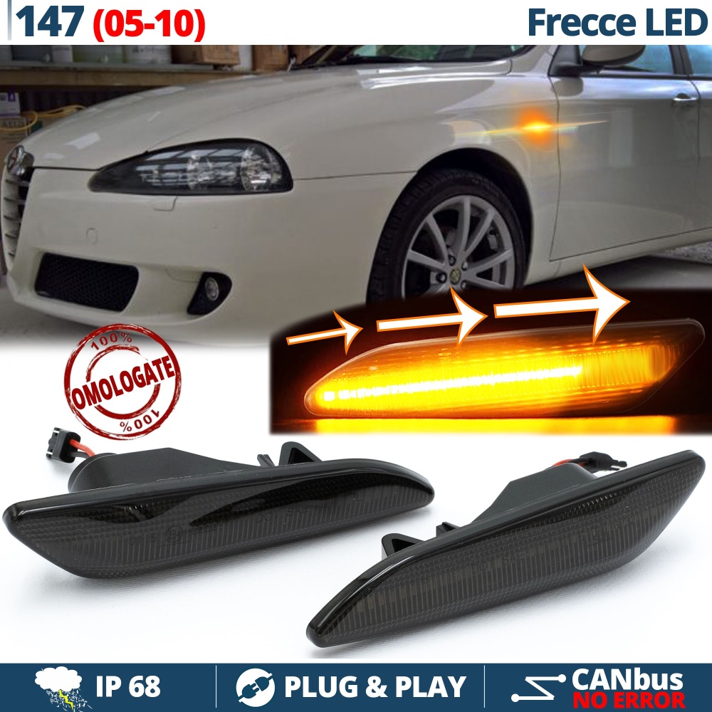 X2 Intermitentes LED para Alfa Romeo 147 Facelift Secuenciales Homologados, Lente Negra, CANBUS No Error X2 Intermitentes LED para Alfa Romeo 147 Facelift Secuenciales Homologados, Lente Negra, CANBUS No Error