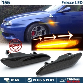 Frecce LED Dinamiche Laterali per Alfa Romeo 156, SEQUENZIALI Omologate, Nere, CANbus No Error