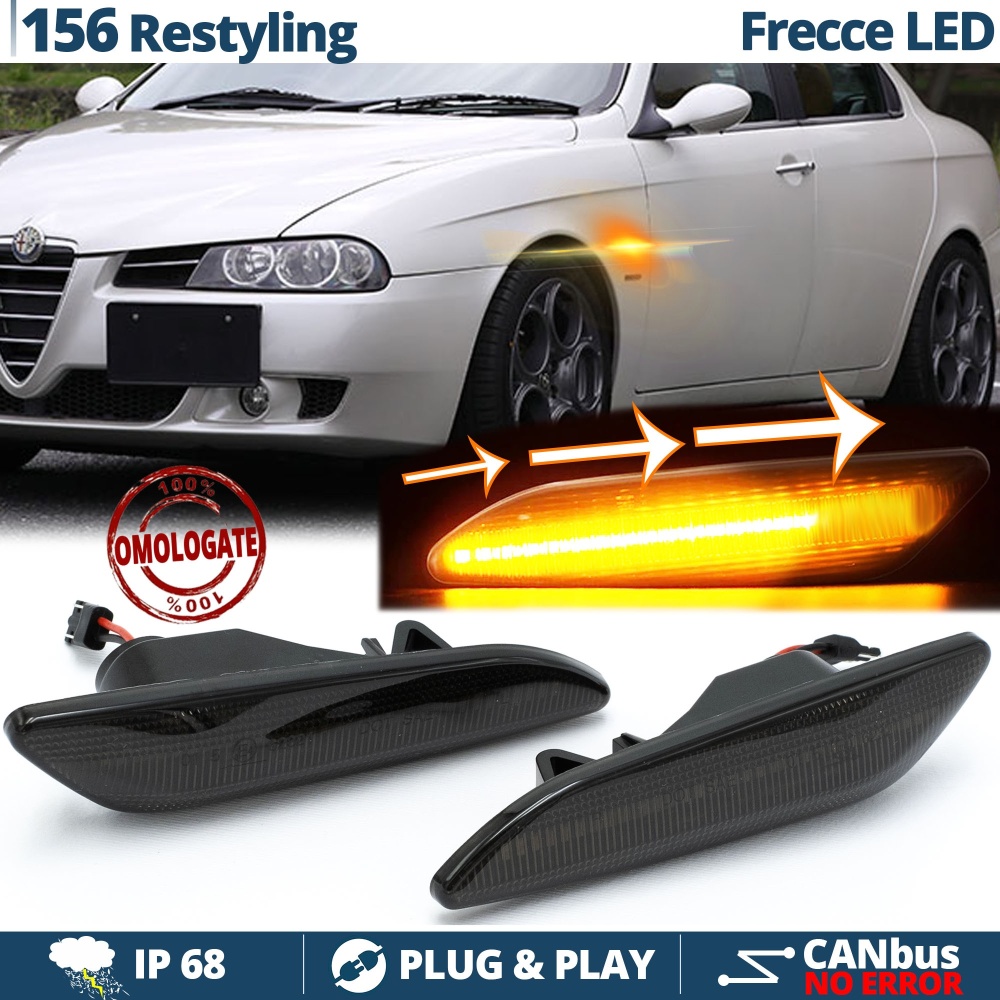 LED Side Markers for Alfa Romeo 156 Facelift Sequential Dynamic, Black Smoke Lens, E-Approved, Canbus No Error LED Side Markers for Alfa Romeo 156 Facelift Sequential Dynamic, Black Smoke Lens, E-Approved, Canbus No Error