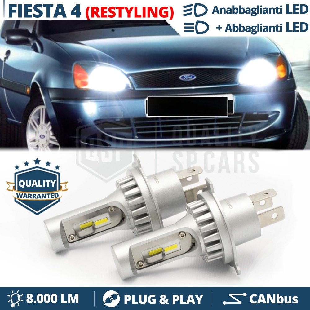 Kit Led H4 para FORD FIESTA 4 Facelift Luces de Cruce + Carretera 6500k 8000LM | Plug & Play CANbus Kit Led H4 para FORD FIESTA 4 Facelift Luces de Cruce + Carretera 6500k 8000LM | Plug & Play CANbus