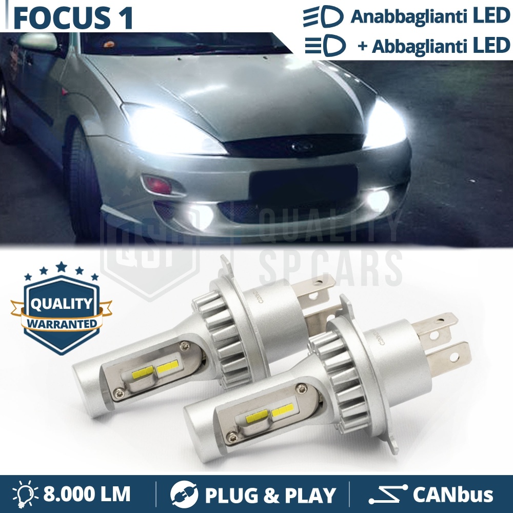 Kit Lampade LED H4 Per FORD FOCUS 1 Luci Anabbaglianti + Abbaglianti 6500K | Plug & Play CANbus Kit Lampade LED H4 Per FORD FOCUS 1 Luci Anabbaglianti + Abbaglianti 6500K | Plug & Play CANbus
