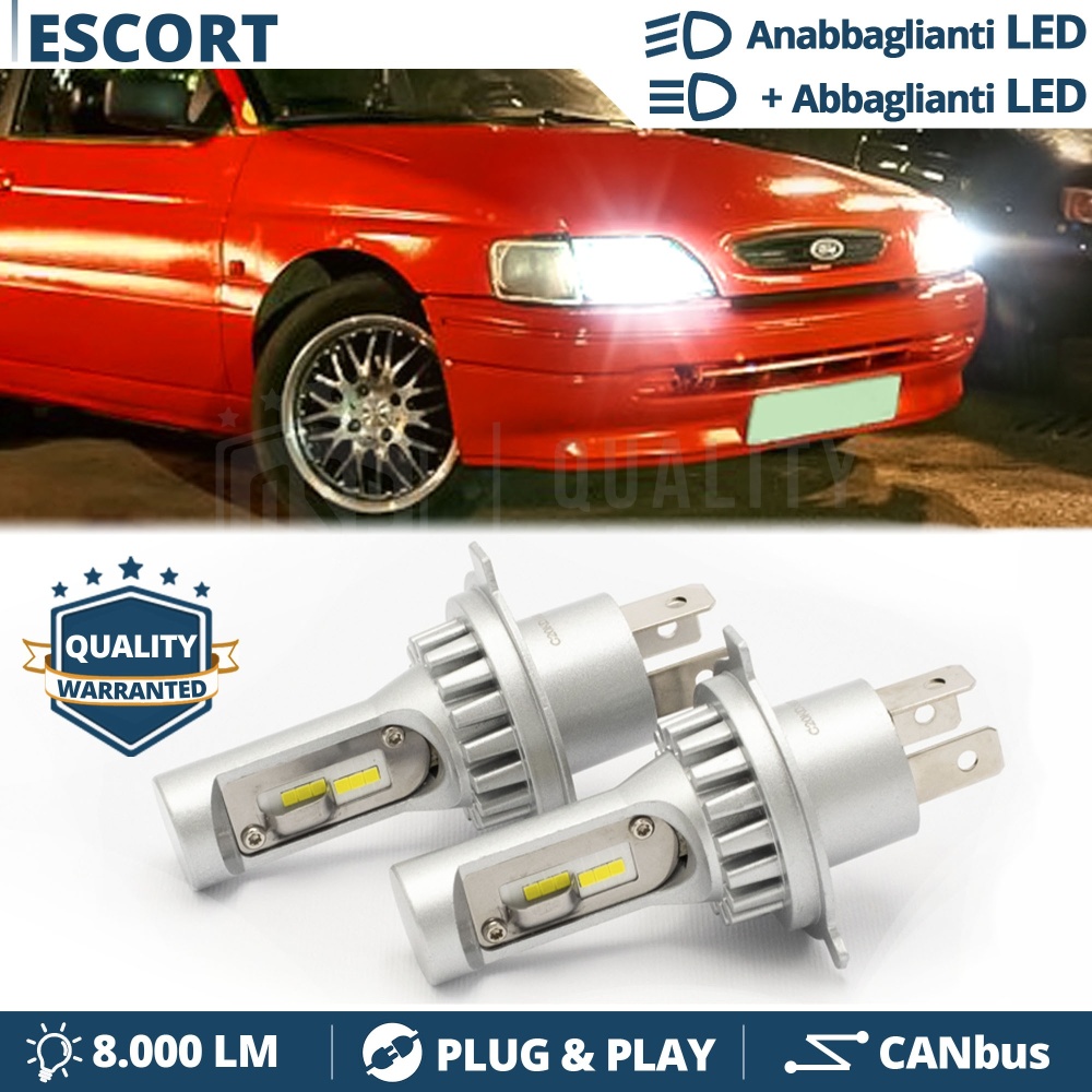 Kit Led H4 para FORD ESCORT Luces de Cruce + Carretera 6500k 8000LM | Plug & Play CANbus Kit Led H4 para FORD ESCORT Luces de Cruce + Carretera 6500k 8000LM | Plug & Play CANbus