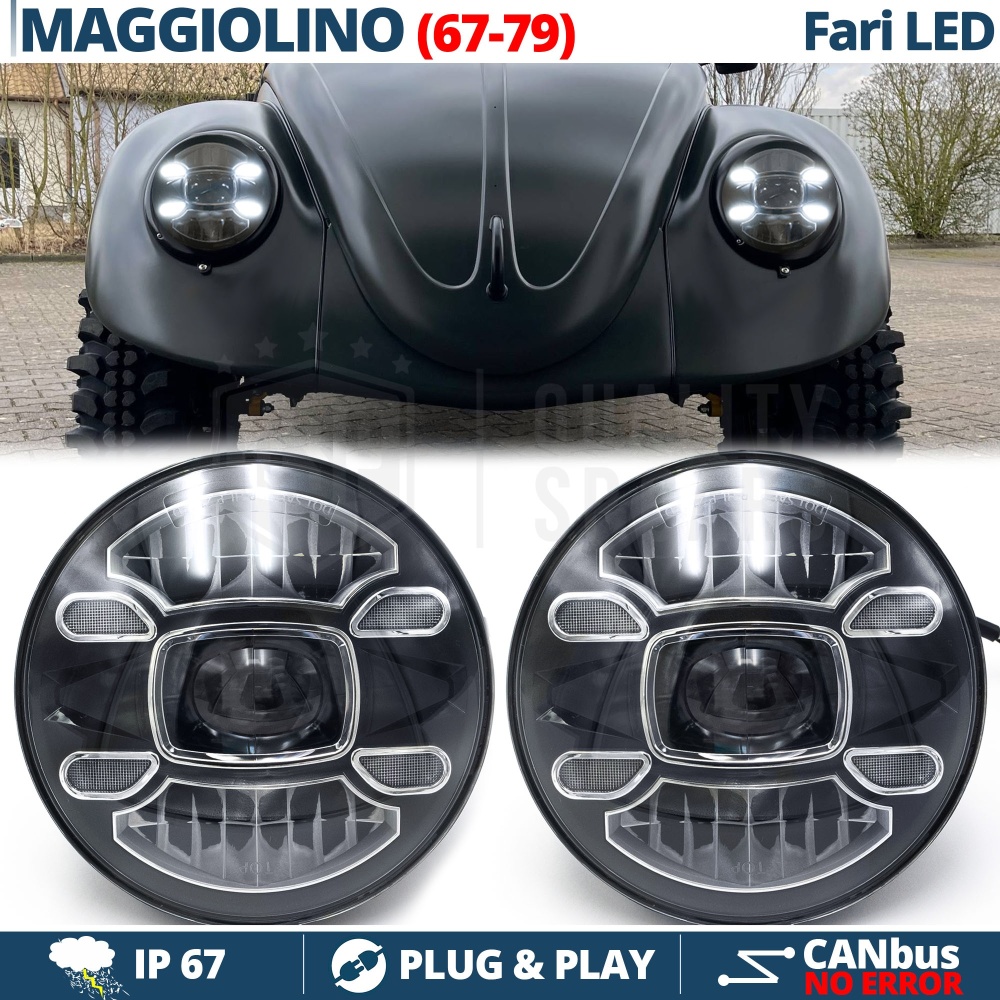2 Faros Delanteros LED 7" para VW ESCARABAJO 6500K | Luces de Cruce + Carretera + Posición 2 Faros Delanteros LED 7" para VW ESCARABAJO 6500K | Luces de Cruce + Carretera + Posición