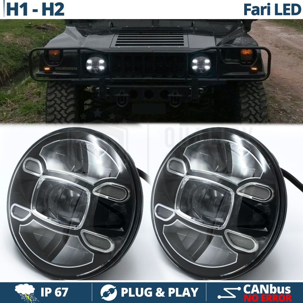 2 Faros Delanteros LED 7" para HUMMER H1 H2 6500K | Luces de Cruce + Carretera + Posición 2 Faros Delanteros LED 7" para HUMMER H1 H2 6500K | Luces de Cruce + Carretera + Posición