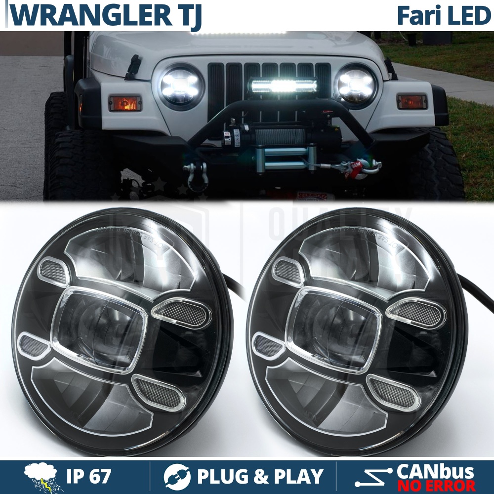 2 Faros Delanteros LED 7" para JEEP WRANGLER TJ 6500K | Luces de Cruce + Carretera + Posición 2 Faros Delanteros LED 7" para JEEP WRANGLER TJ 6500K | Luces de Cruce + Carretera + Posición