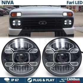 2 Faros Delanteros LED 7" para LADA NIVA 6500K | Luces de Cruce + Carretera + Posición