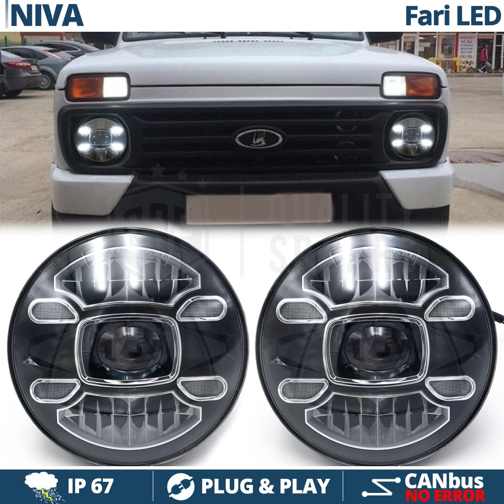 2 Faros Delanteros LED 7" para LADA NIVA 6500K | Luces de Cruce + Carretera + Posición 2 Faros Delanteros LED 7" para LADA NIVA 6500K | Luces de Cruce + Carretera + Posición