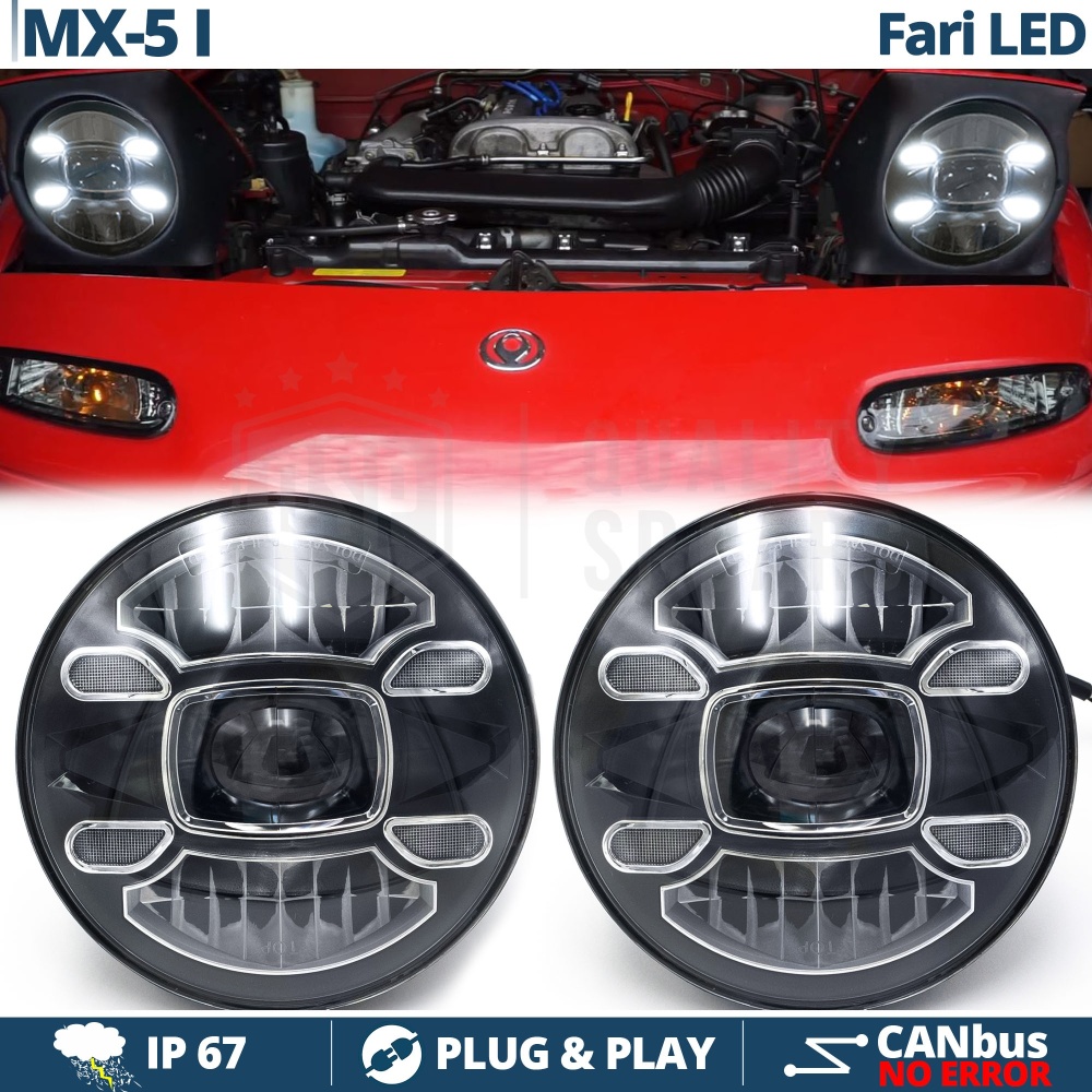 2 Faros Delanteros LED 7" para MAZDA MX-5 1 (NA) 6500K | Luces de Cruce + Carretera + Posición 2 Faros Delanteros LED 7" para MAZDA MX-5 1 (NA) 6500K | Luces de Cruce + Carretera + Posición