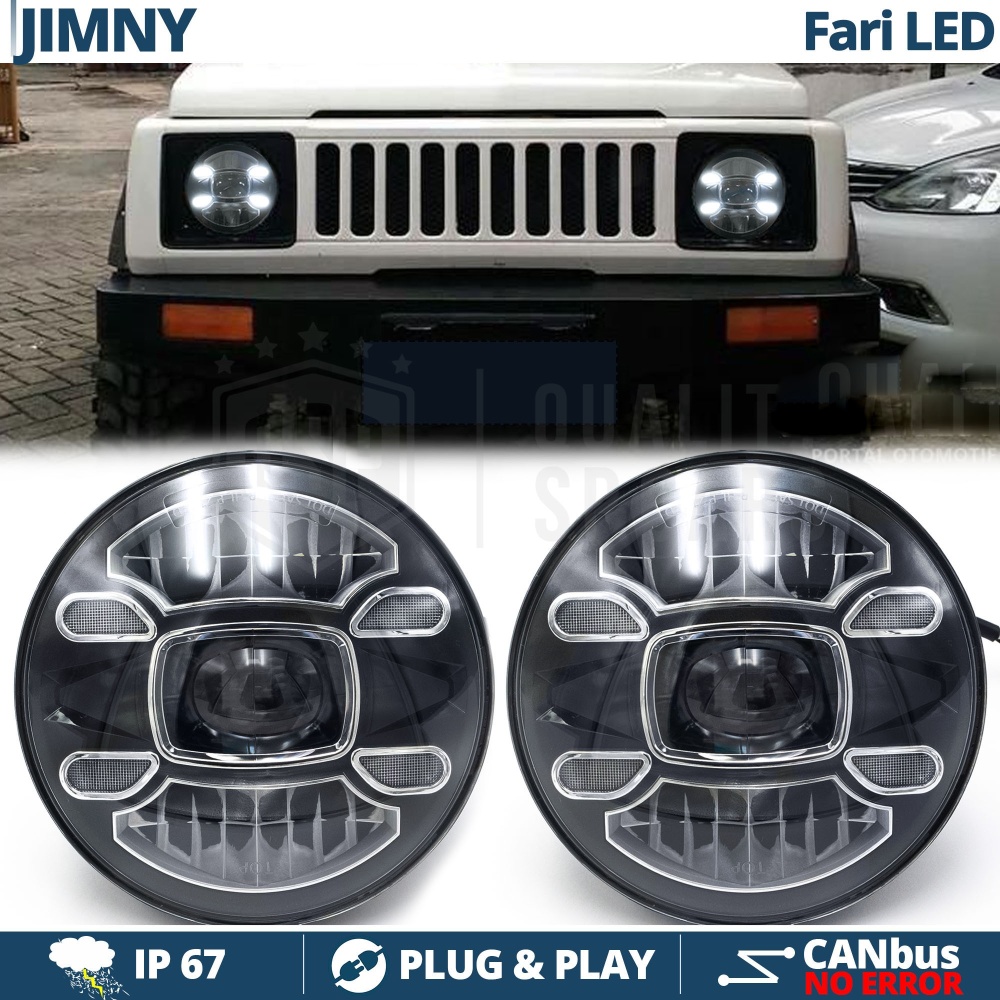 2 Faros Delanteros LED 7" para SUZUKI JIMNY 6500K | Luces de Cruce + Carretera + Posición 2 Faros Delanteros LED 7" para SUZUKI JIMNY 6500K | Luces de Cruce + Carretera + Posición
