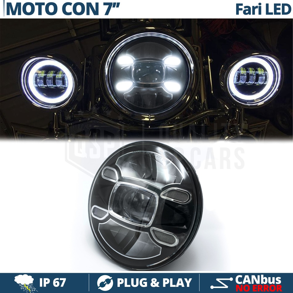 X1 Faro LED DRL 7" Pulgadas para HARLEY DAVINDSON Bobber, Sportster, Dyna con Faro Redondo | Luz Blanca 6500K
