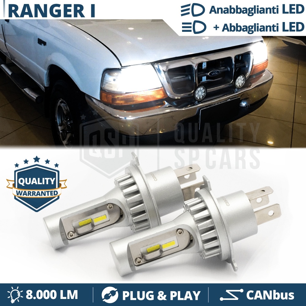Kit Led H4 para FORD RANGER 1 Luces de Cruce + Carretera 6500k 8000LM | Plug & Play CANbus Kit Led H4 para FORD RANGER 1 Luces de Cruce + Carretera 6500k 8000LM | Plug & Play CANbus