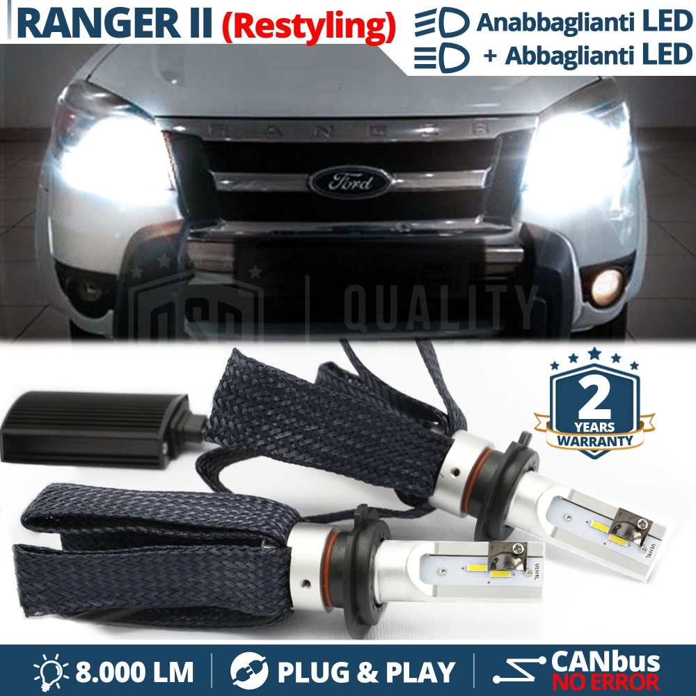 Kit LED H4 para FORD RANGER 2 Facelift T5 Luces de Cruce + Carretera | 6500K 8000LM CANbus