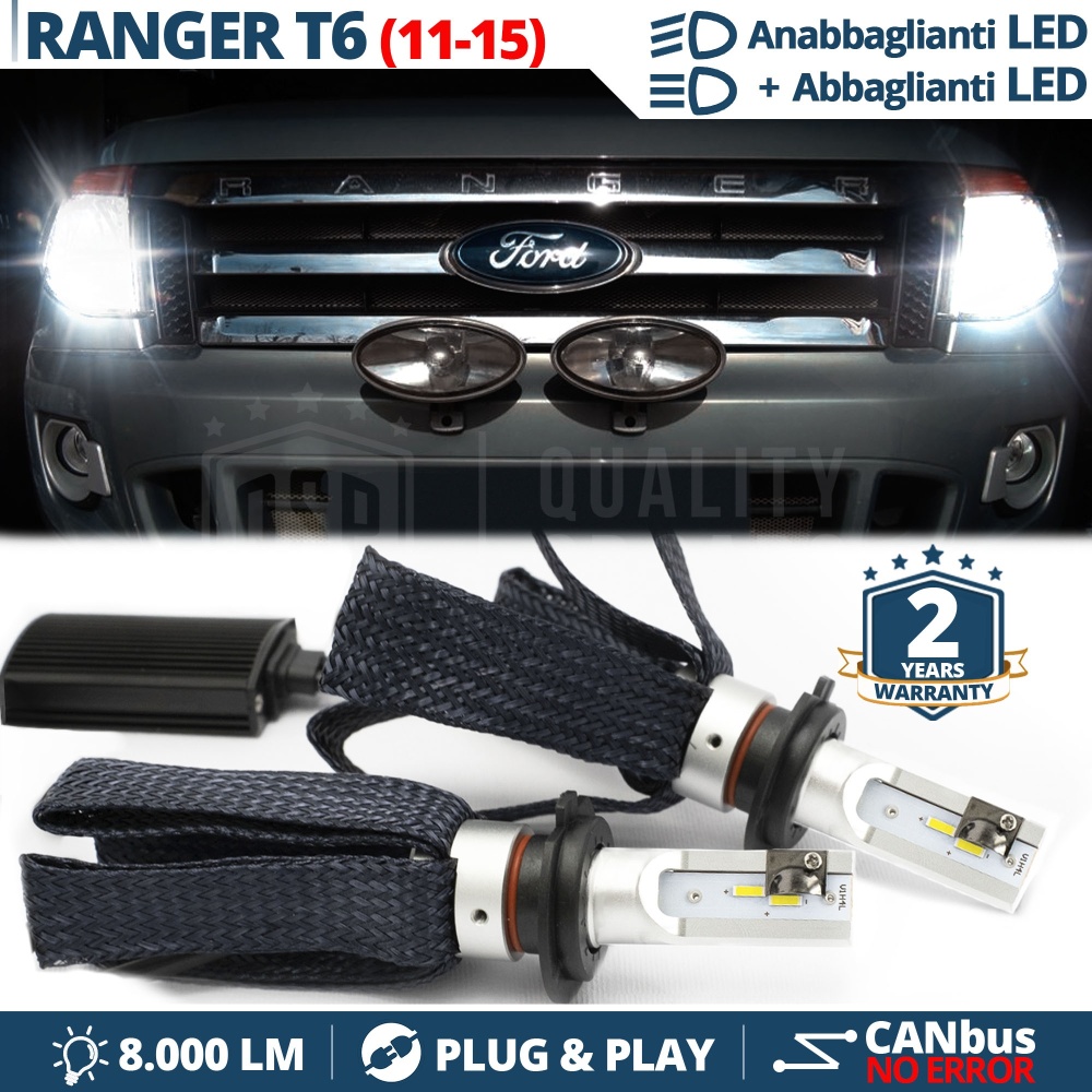 Kit LED H4 para FORD RANGER 3 T6 Luces de Cruce + Carretera | 6500K 8000LM CANbus