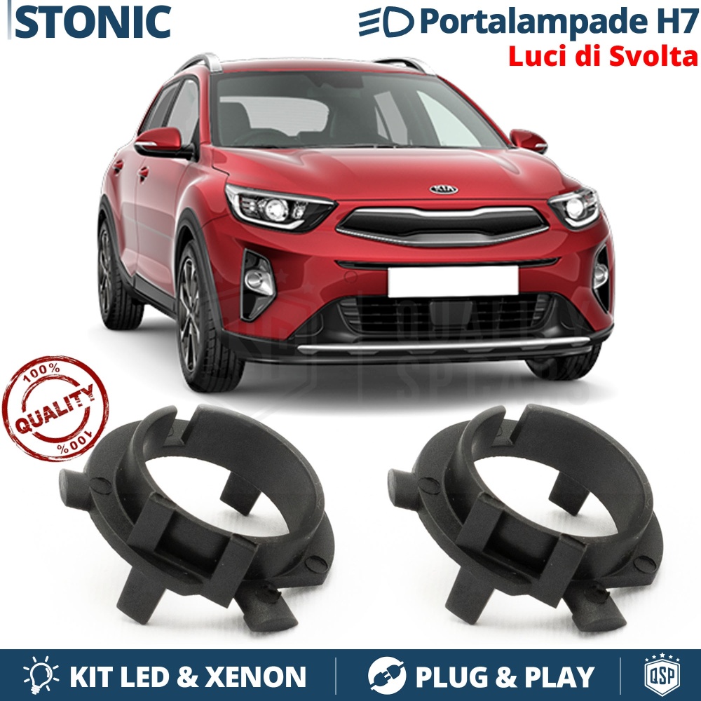 2x ADATTATORI Portalampada H7 per KIA STONIC per montaggio Kit LED e Xenon su Luci di Svolta