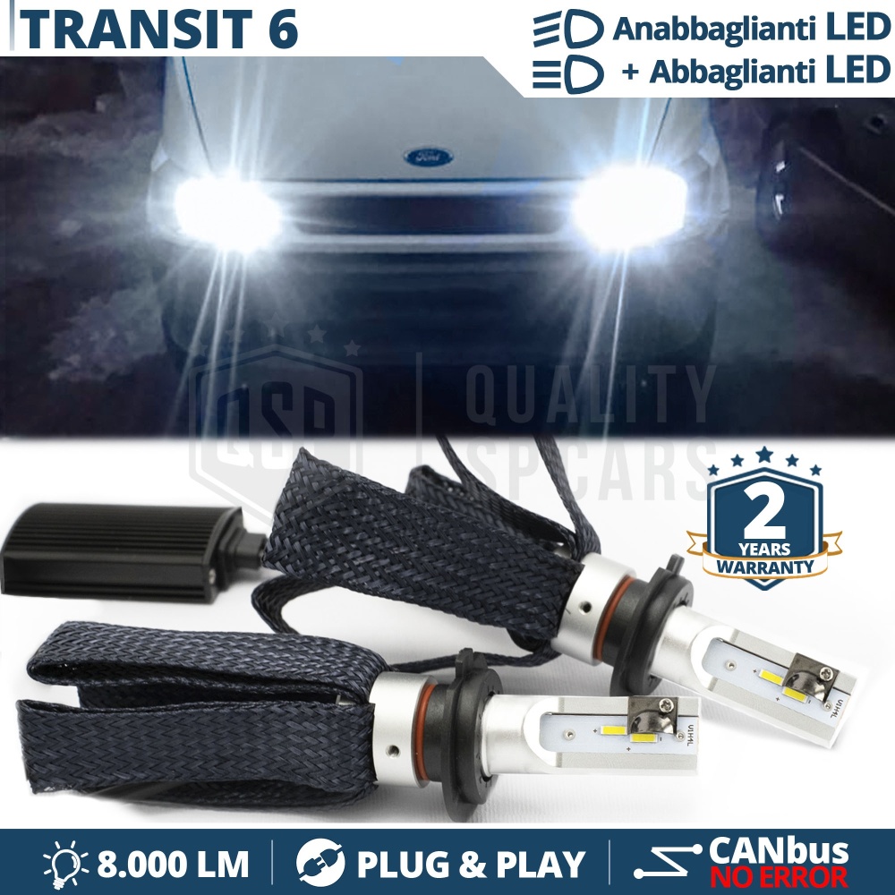 Kit LED H4 para FORD TRANSIT MK6 Luces de Cruce + Carretera | 6500K 8000LM CANbus