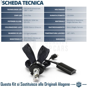 Kit LED H4 para FORD TRANSIT MK6 Luces de Cruce + Carretera | 6500K 8000LM CANbus