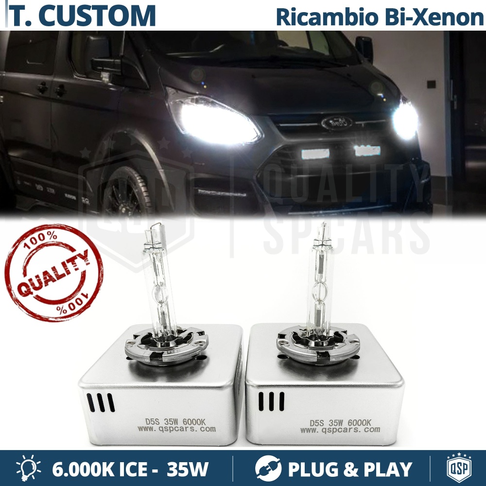 2 Bombillas de Repuesto D5S BI-XENON para FORD TRANSIT, TOURNEO CUSTOM Blanco Frío 6000K 35W