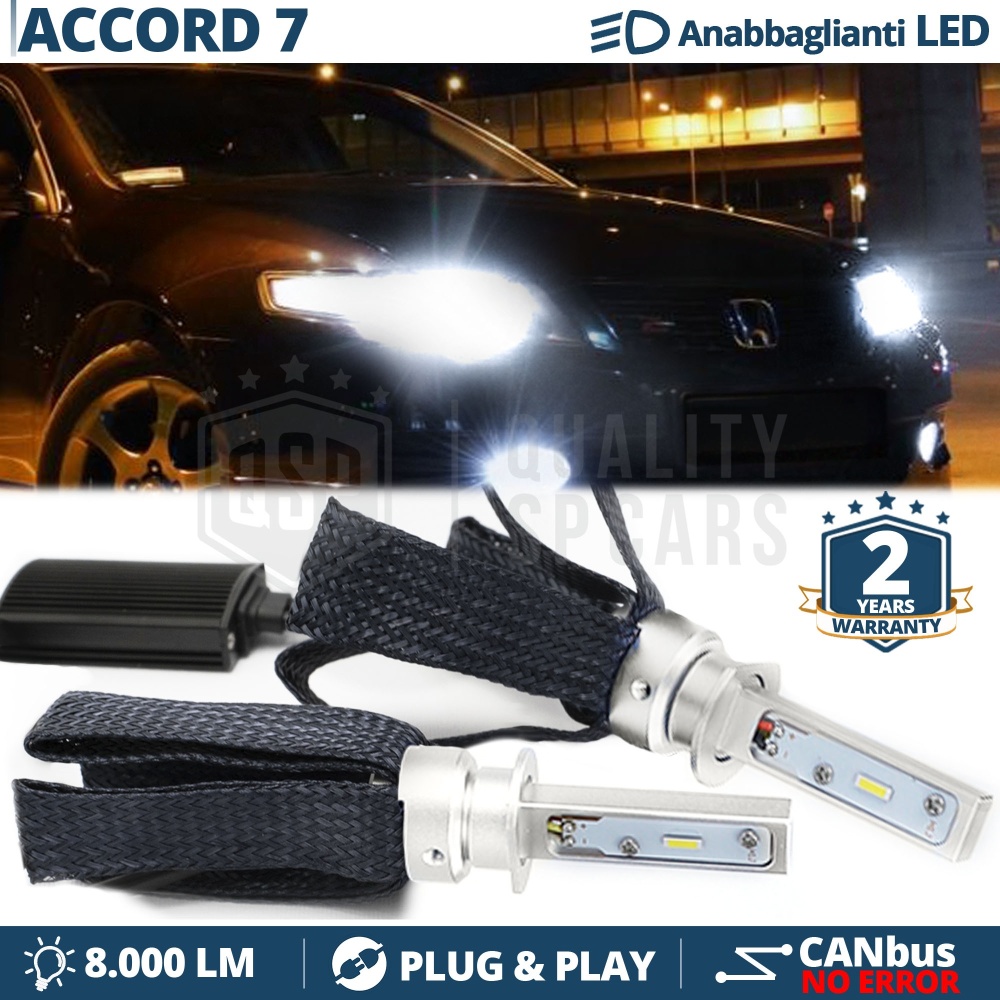 Kit LED H1 para HONDA ACCORD 7 Luces de Cruce CANbus | Bombillas LED 6500K 8000LM