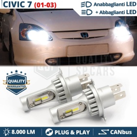 Kit Led H4 para HONDA CIVIC 7 (01-03) Luces de Cruce + Carretera 6500k | Plug & Play CANbus