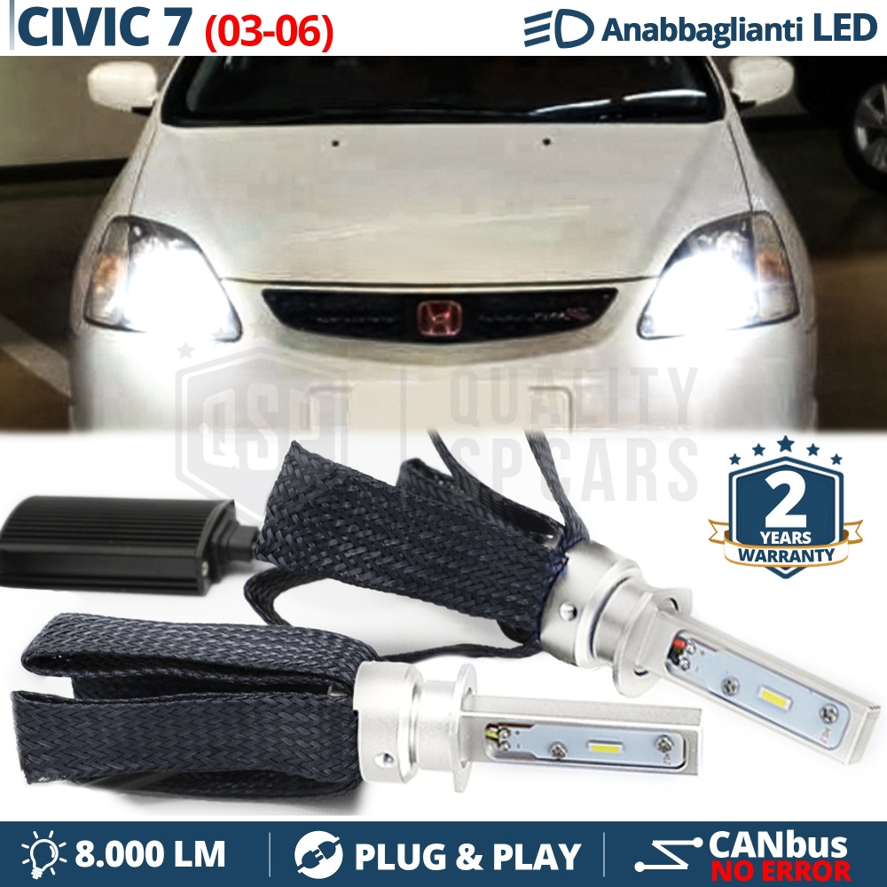 Kit LED H1 para HONDA CIVIC 7 (03-06) Luces de Cruce CANbus | Bombillas LED 6500K 8000LM