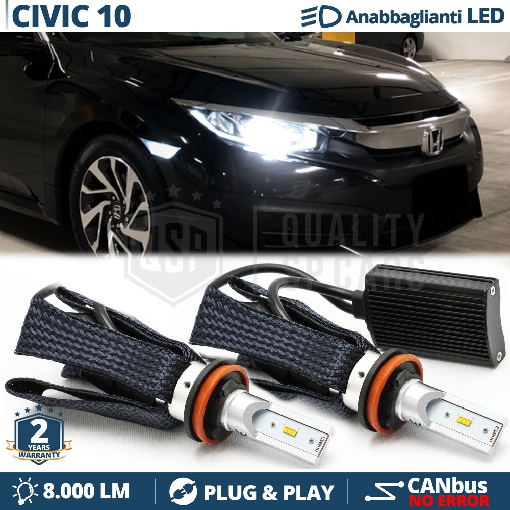 Bombillas LED H11 para HONDA CIVIC 10 Luces de Cruce CANbus | 6500K Blanco Frío 8000LM