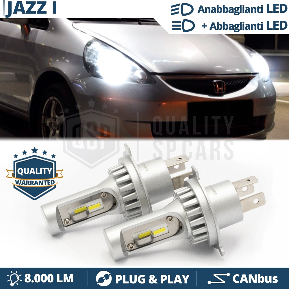 Kit Led H4 para HONDA JAZZ 1 Luces de Cruce + Carretera 6500k 8000LM | Plug & Play CANbus Kit Led H4 para HONDA JAZZ 1 Luces de Cruce + Carretera 6500k 8000LM | Plug & Play CANbus