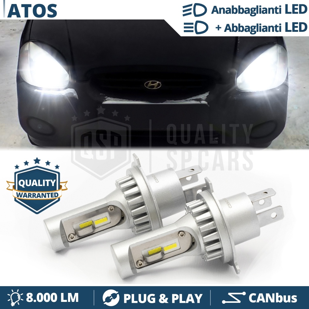 Kit Led H4 para HYUNDAI ATOS Luces de Cruce + Carretera 6500k 8000LM | Plug & Play CANbus Kit Led H4 para HYUNDAI ATOS Luces de Cruce + Carretera 6500k 8000LM | Plug & Play CANbus