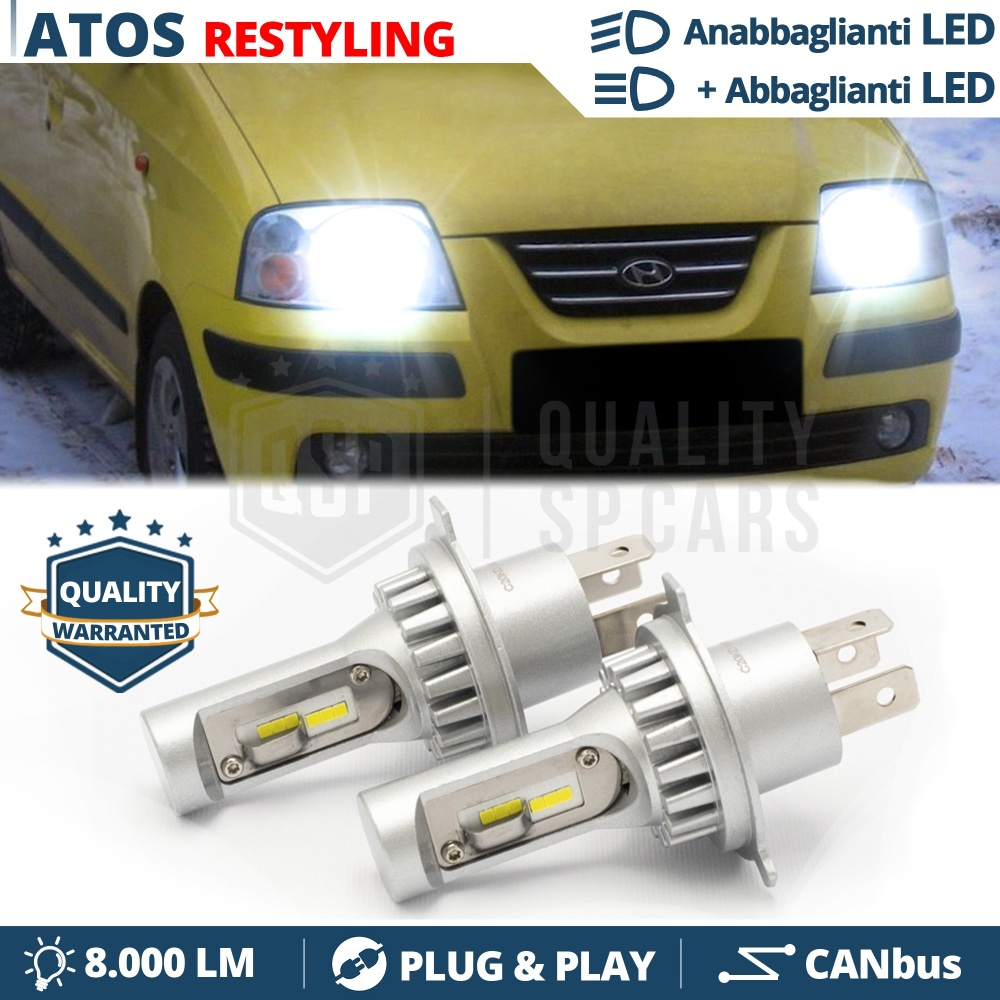 Kit Led H4 para HYUNDAI ATOS Facelift Luces de Cruce + Carretera 6500K | Plug & Play CANbus Kit Led H4 para HYUNDAI ATOS Facelift Luces de Cruce + Carretera 6500K | Plug & Play CANbus