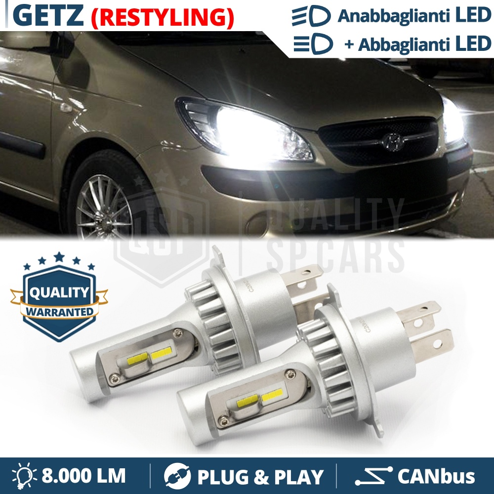Kit Led H4 para HYUNDAI GETZ Facelift Luces de Cruce + Carretera 6500K | Plug & Play CANbus Kit Led H4 para HYUNDAI GETZ Facelift Luces de Cruce + Carretera 6500K | Plug & Play CANbus