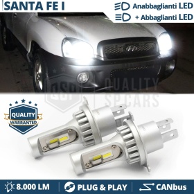 Kit Led H4 para HYUNDAI SANTA FE 1 Luces de Cruce + Carretera 6500k 8000LM | Plug & Play CANbus