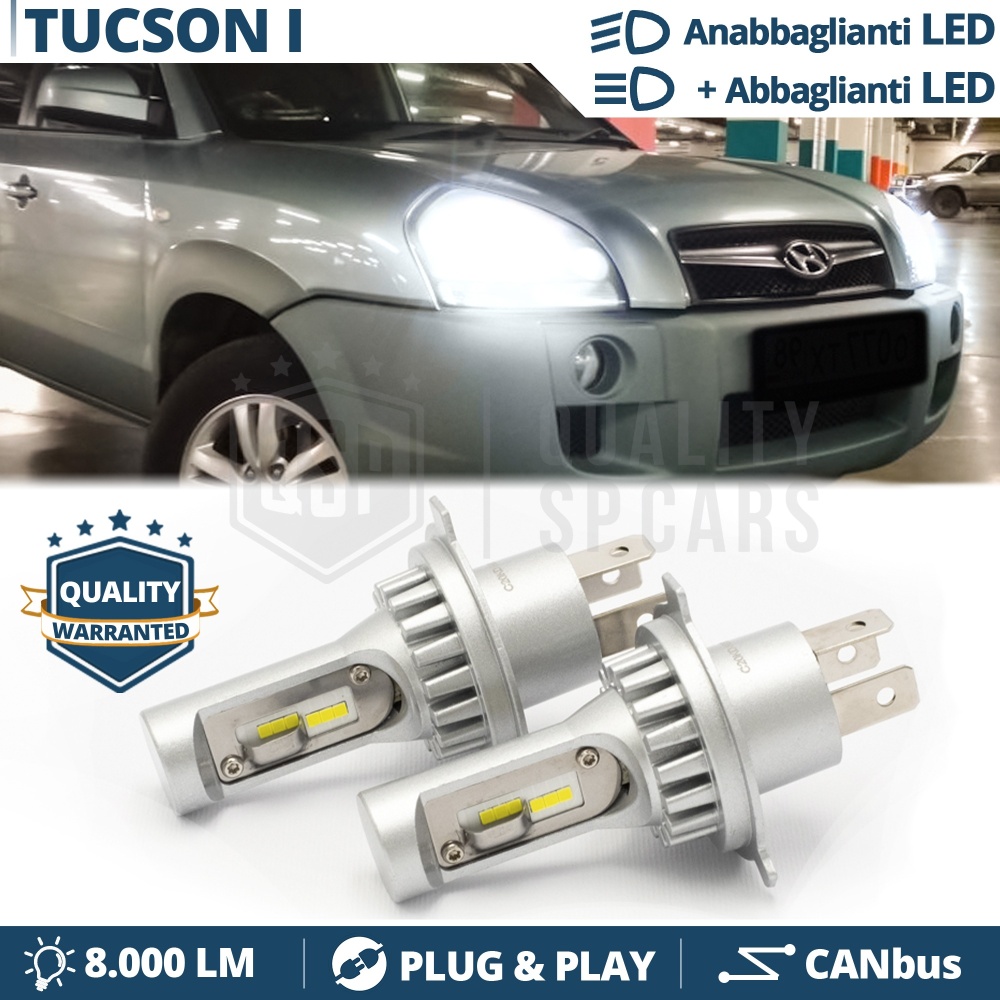 Kit Led H4 para HYUNDAI TUCSON 1 Luces de Cruce + Carretera 6500k 8000LM | Plug & Play CANbus Kit Led H4 para HYUNDAI TUCSON 1 Luces de Cruce + Carretera 6500k 8000LM | Plug & Play CANbus