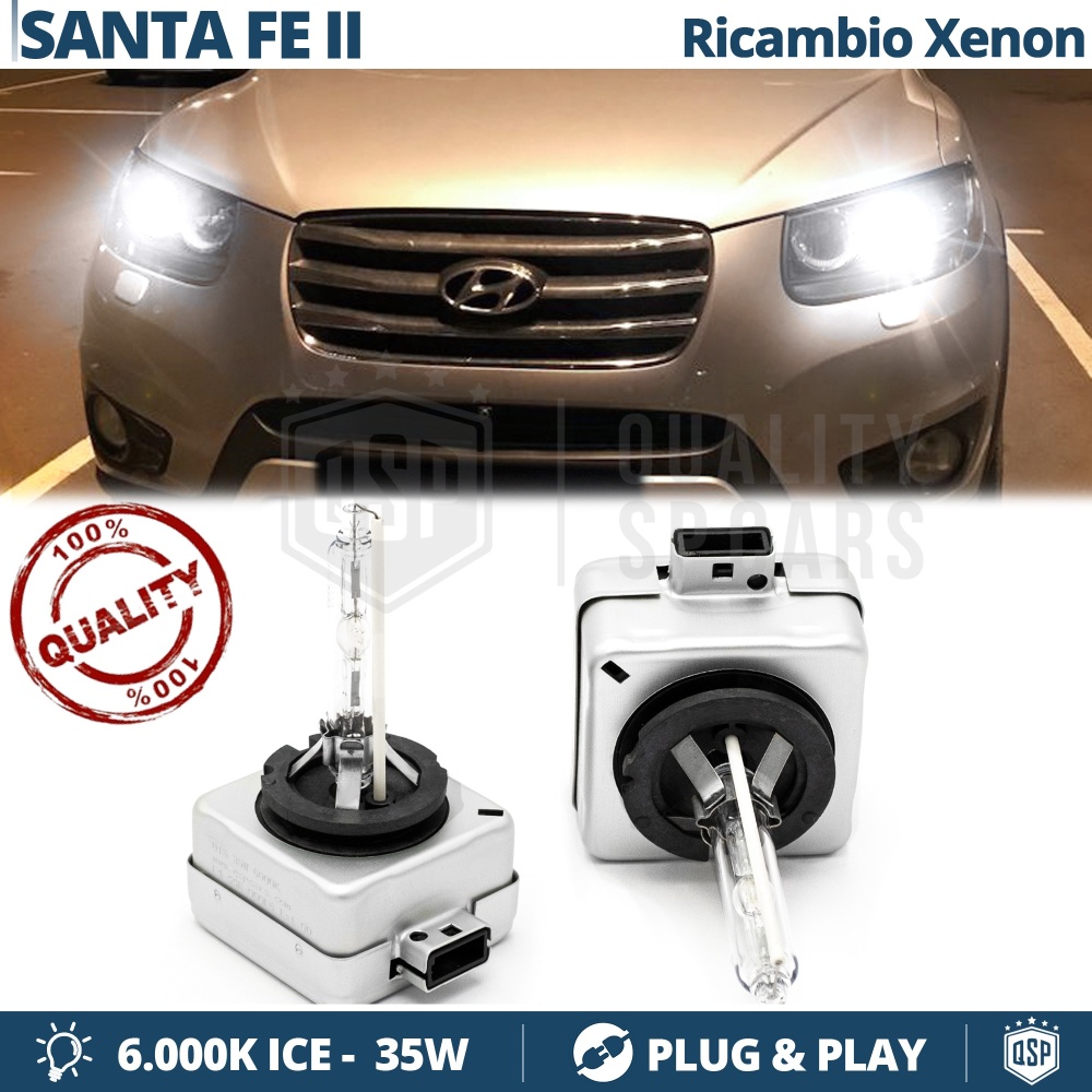 2x Bombillas Xenon D1S de Repuesto para HYUNDAI SANTA FE 2 Luz 6.000K Blanco Frio Lámpara 35W