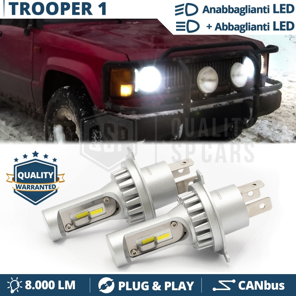Kit Full LED H4 Per ISUZU TROOPER 1 Anabbaglianti + Abbaglianti 6500K 8000LM | Plug & Play CANbus Kit Full LED H4 Per ISUZU TROOPER 1 Anabbaglianti + Abbaglianti 6500K 8000LM | Plug & Play CANbus