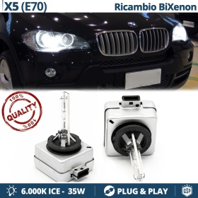 Coppia Lampadine di Ricambio Bi-Xenon D1S per BMW X5 E70 Luci Bianco Ghiaccio 6000K 35W