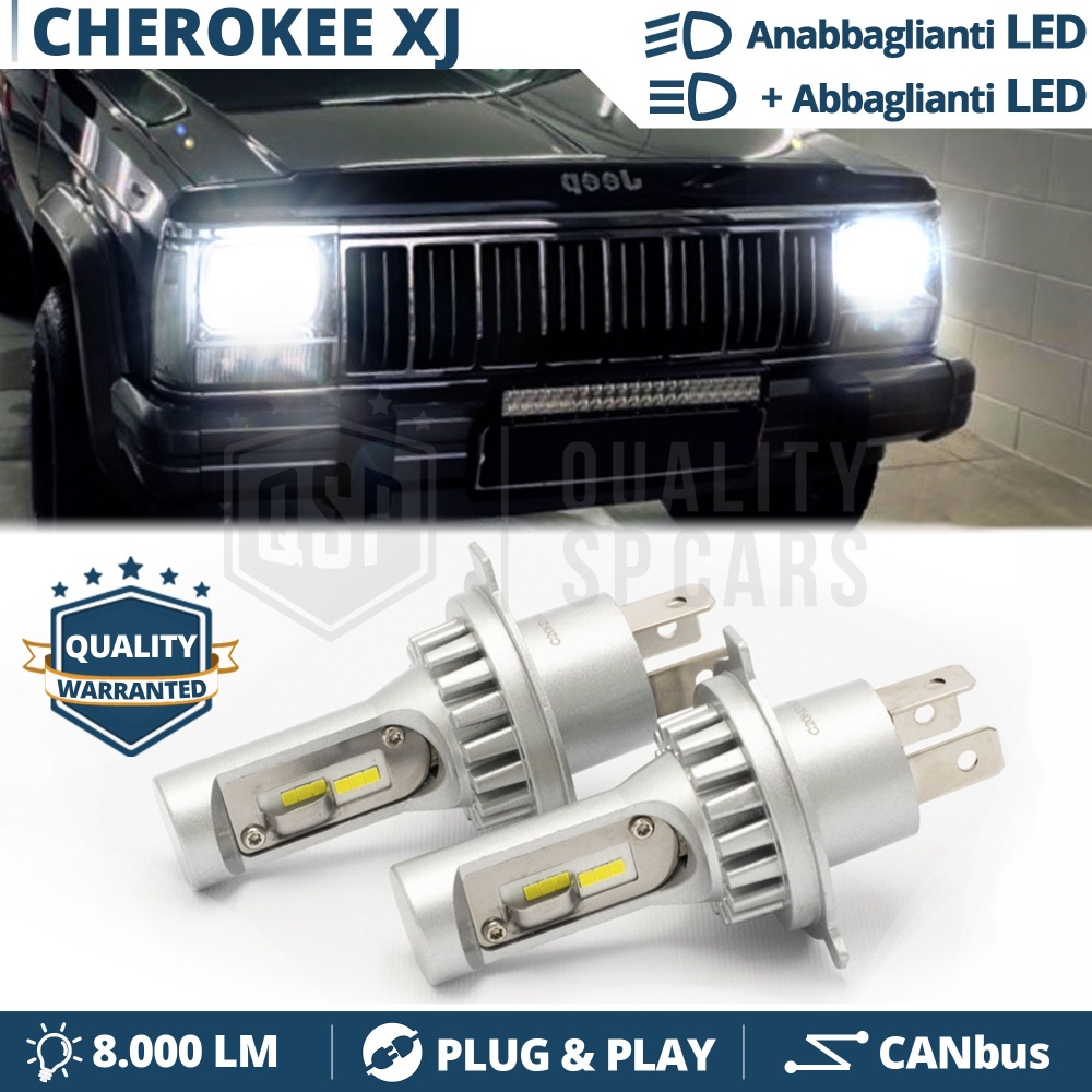 Kit Led H4 para JEEP CHEROKEE XJ Luces de Cruce + Carretera 6500k 8000LM | Plug & Play CANbus Kit Led H4 para JEEP CHEROKEE XJ Luces de Cruce + Carretera 6500k 8000LM | Plug & Play CANbus